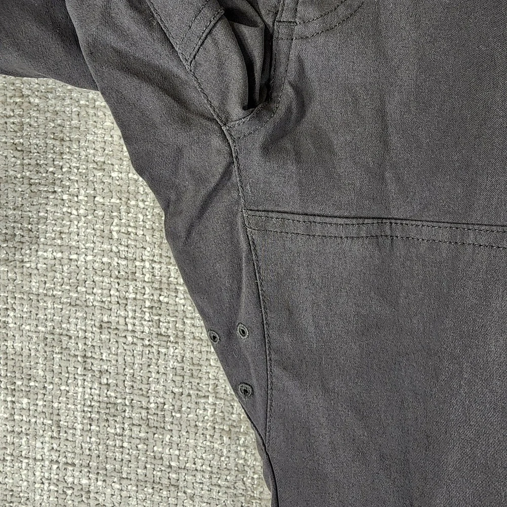 Prana Zion Cargo Pants Mens Large (36x29) Gray Roll Cuff Belted Hiking Casual
